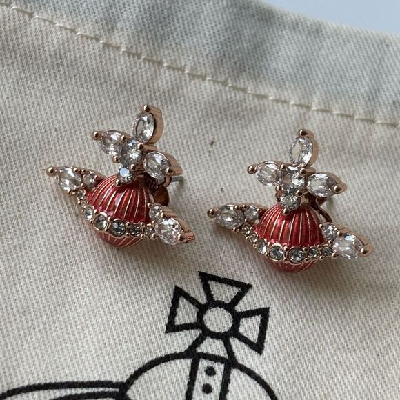 NWOT Vivienne Westwood Rose Gold Mireille Earrings - Picture 4 of 9